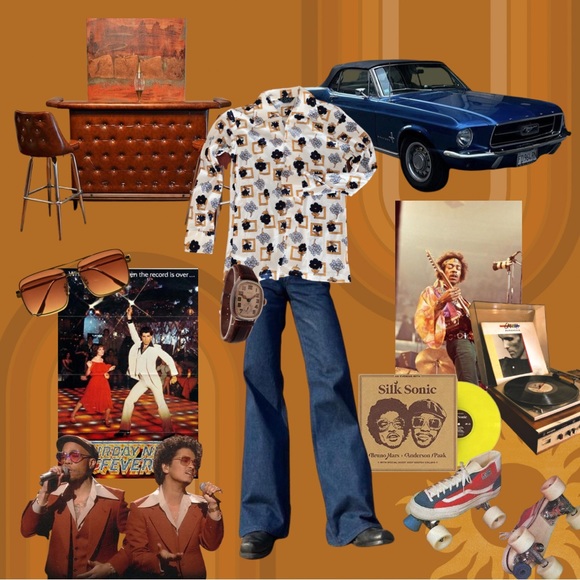 Fabulous 1970’s Long Sleeve Disco Button Down for Men - Picture 8 of 8